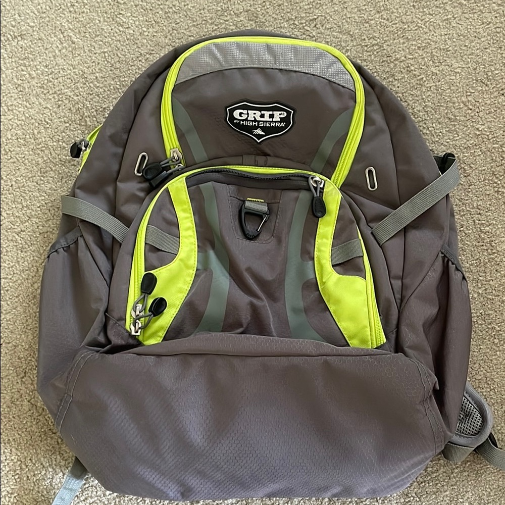 High Sierra Gray and Green Backpack Ergonomic Design